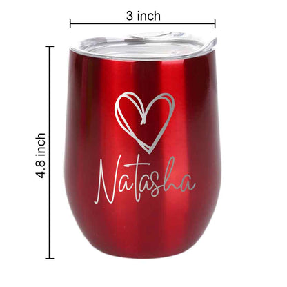 Customized Insulated Coffee Flask Mug With Name Engraved Design (350 ML) - Heart