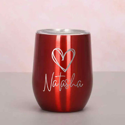 Customized Insulated Coffee Flask Mug With Name Engraved Design (350 ML) - Heart