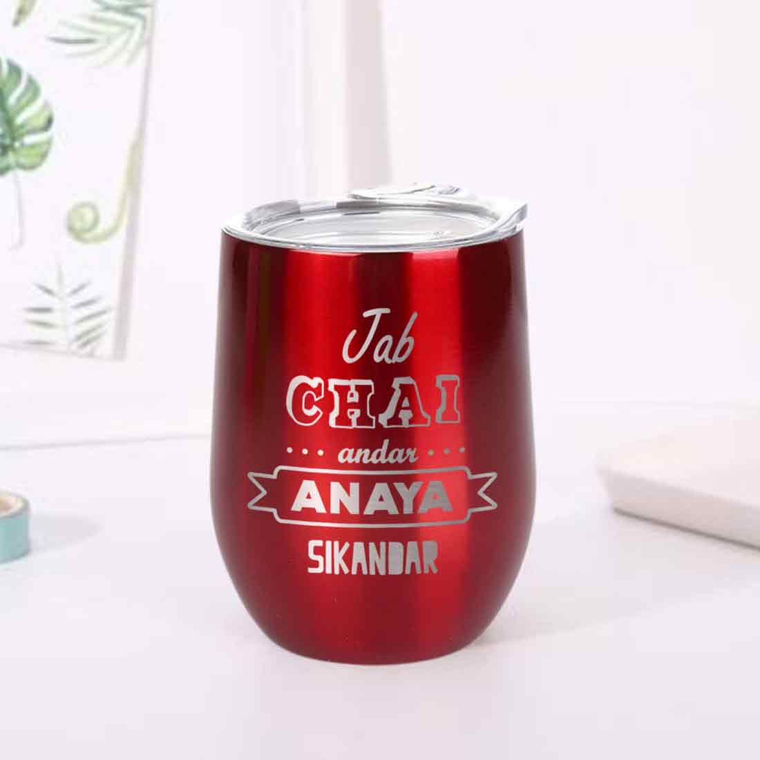 Customized insulated Coffee Tumbler for Travelling With Name Engraved  (350 ML) - Chai