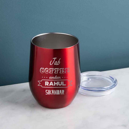 Personalized Travel Coffee Mug With Lid Name Engraved Stainless Steel Cup -Coffee