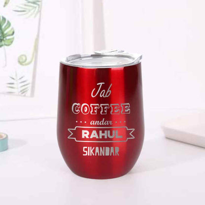 Personalized Travel Coffee Mug With Lid Name Engraved Stainless Steel Cup -Coffee