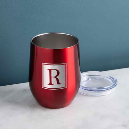 Personalised Small Coffee Tumbler for Travelling Engraved Stainless Steel Mug (350 ML) - Monogram