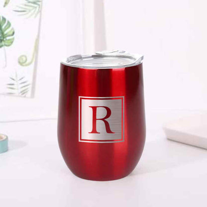 Personalised Small Coffee Tumbler for Travelling Engraved Stainless Steel Mug (350 ML) - Monogram