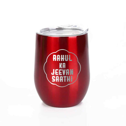 Customised Stainless Steel Insulated Coffee Mugs for Office Car Engraved Travel Cup - Jeevan Saathi