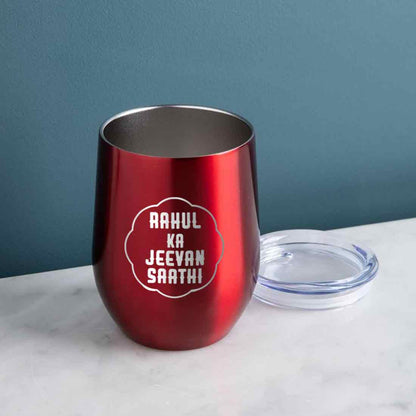 Customised Stainless Steel Insulated Coffee Mugs for Office Car Engraved Travel Cup - Jeevan Saathi