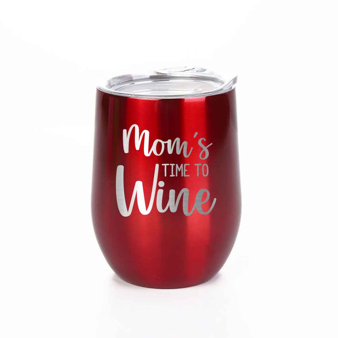 Designer Steel Travel Coffee Flask Mug With Lid Gift for Mothers Day Gifts - Mom's Time To Wine