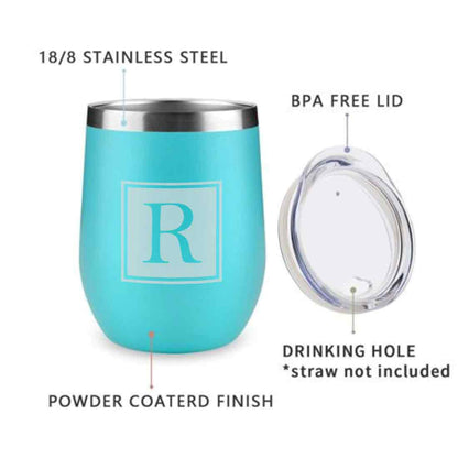 Personalised Small Coffee Tumbler for Travelling Engraved Stainless Steel Mug (350 ML) - Monogram