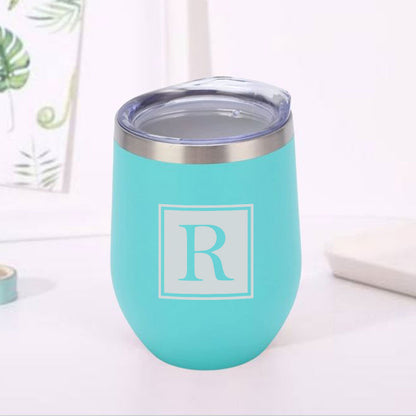 Personalised Small Coffee Tumbler for Travelling Engraved Stainless Steel Mug (350 ML) - Monogram