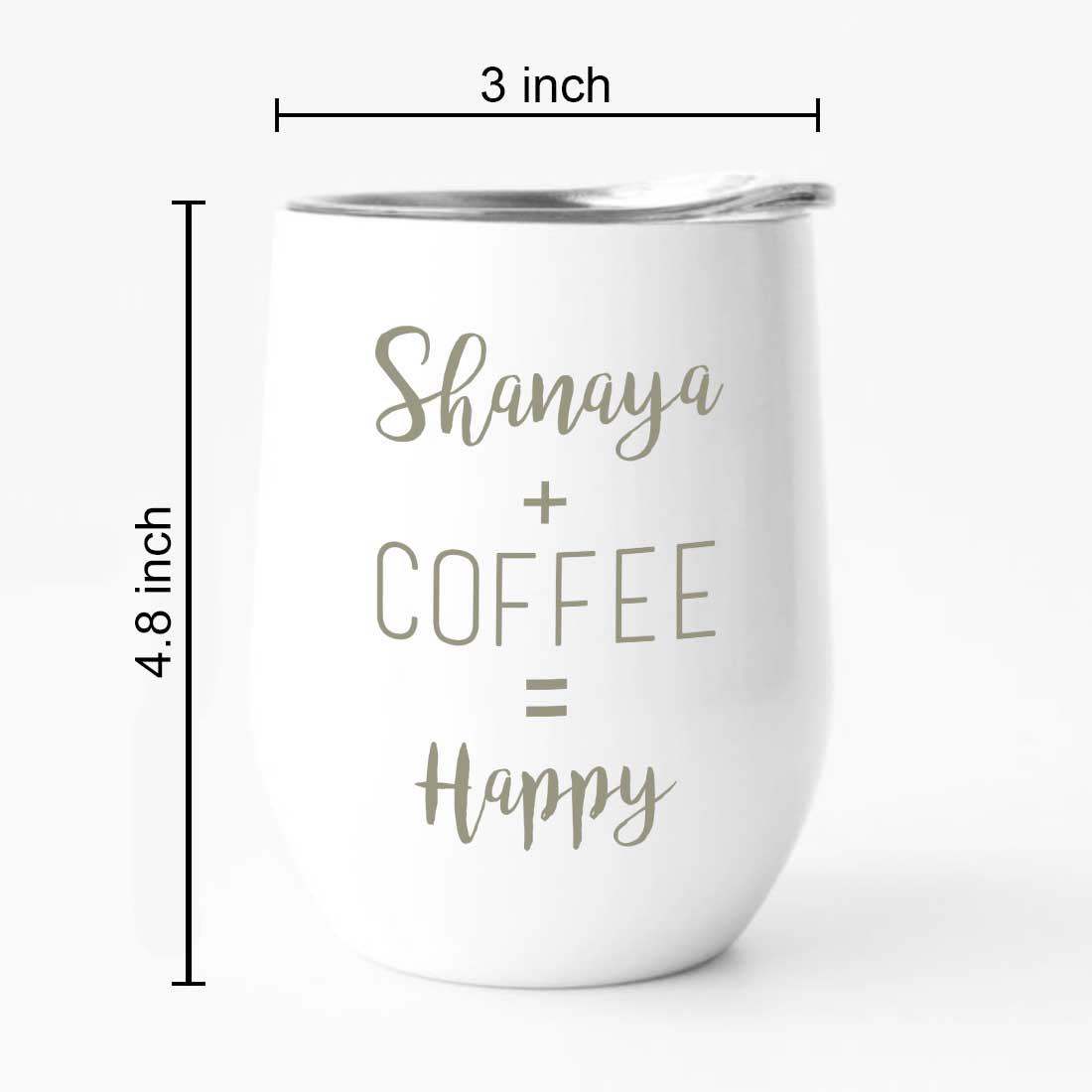 Personalized Coffee Cup with lid Name Engraved Stainless Steel Mug-Happy