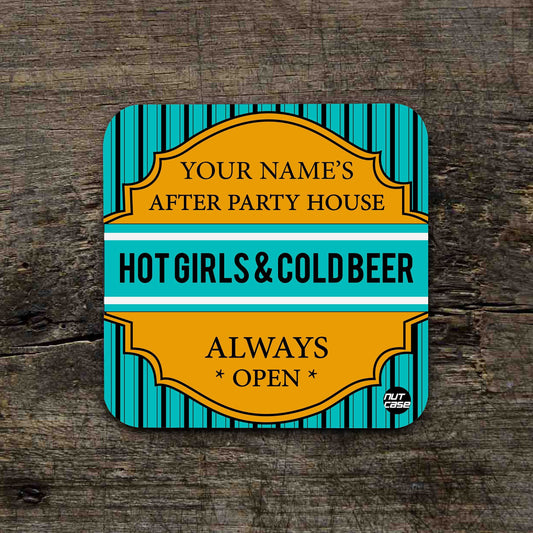 Personalised Coasters With Name Set of 2 - Cold Beer Nutcase