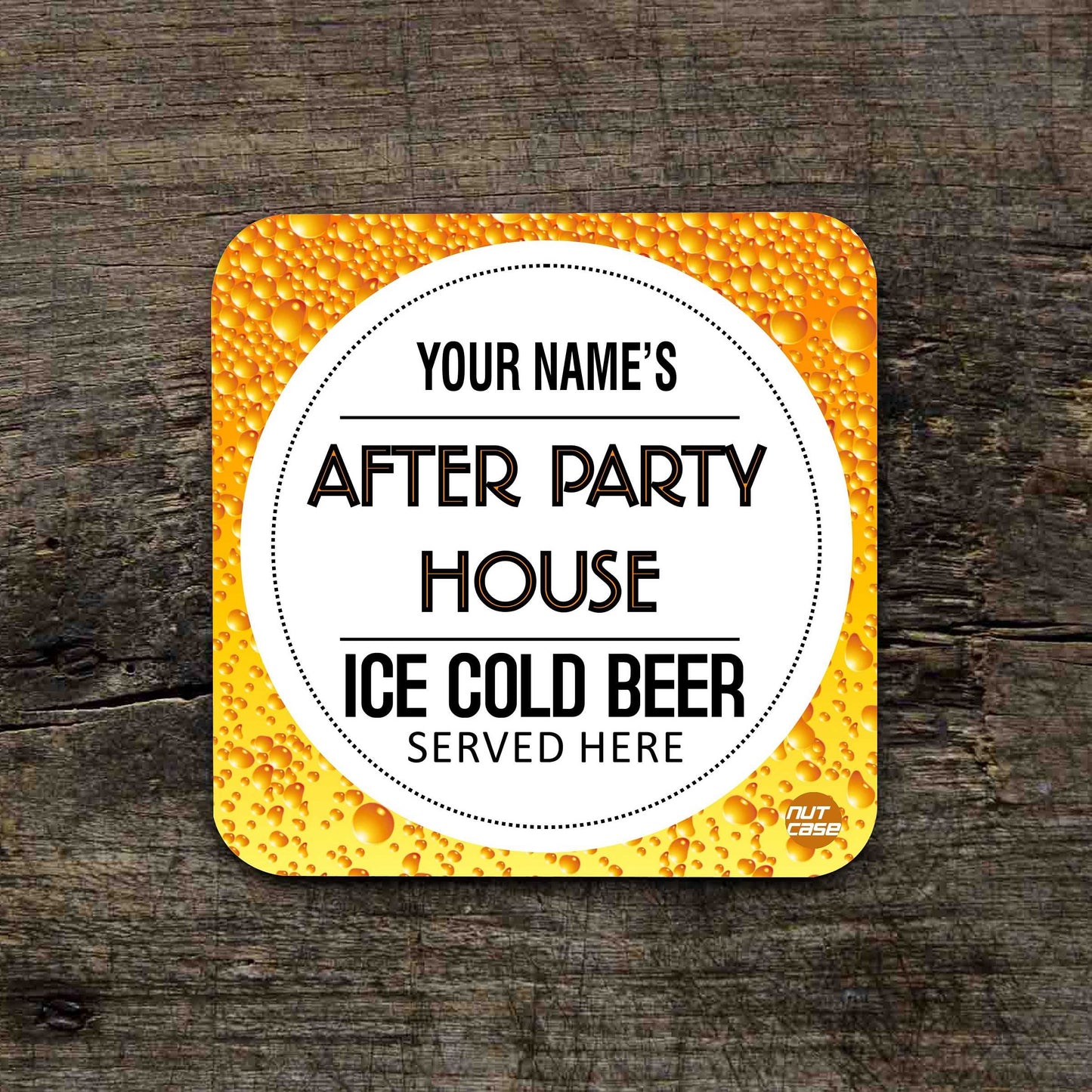 Personalized Bar Coasters With Name Set of 2 - Ice Cold Beer Nutcase