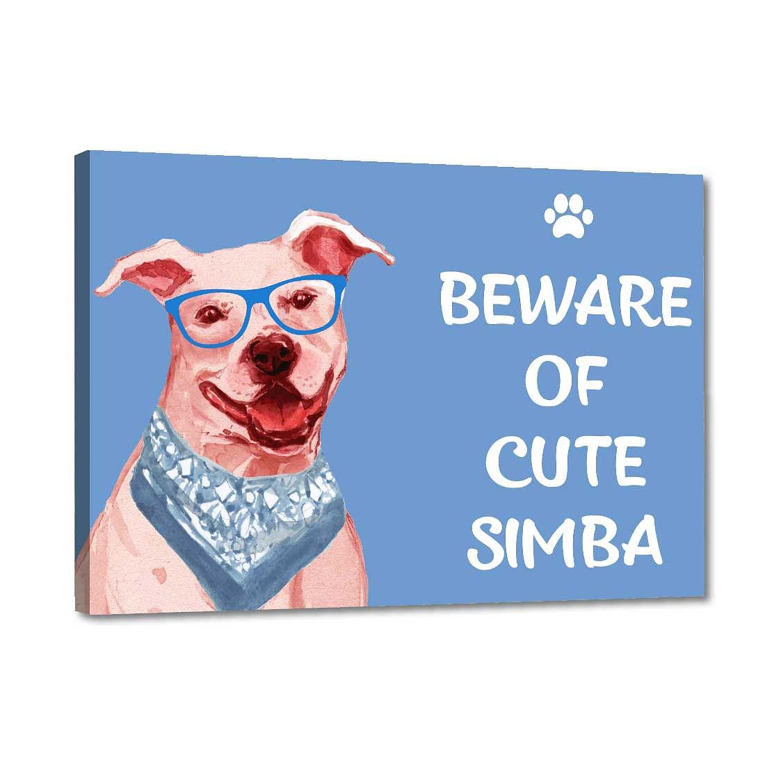 Personalized Dog Name Plate - Beware Of Dog Sign - Hipster Staffordshire terrier Nutcase