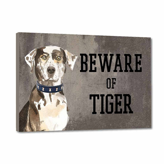 Personalized Dog Name Plates Beware Of Dog Sign - Catahoula Leopard Nutcase