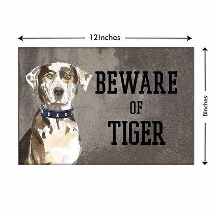 Personalized Dog Name Plates Beware Of Dog Sign - Catahoula Leopard Nutcase