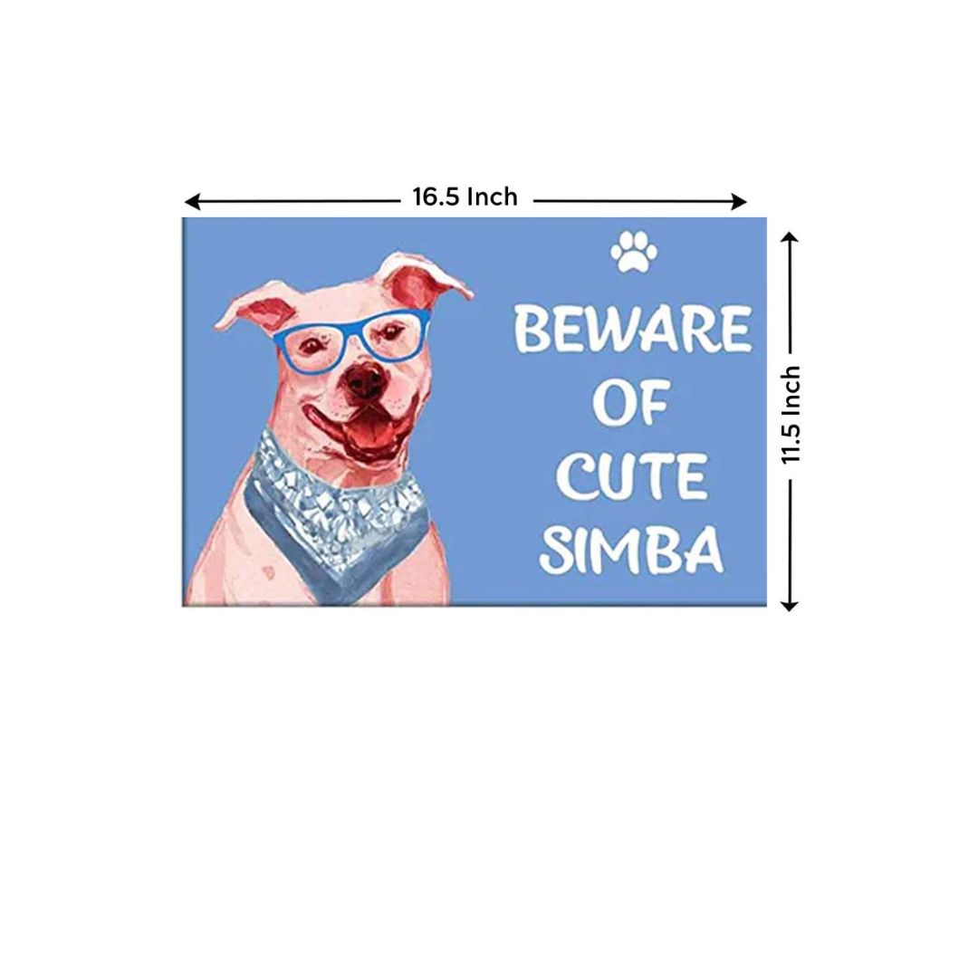 Personalized Dog Name Plate - Beware Of Dog Sign - Hipster Staffordshire terrier