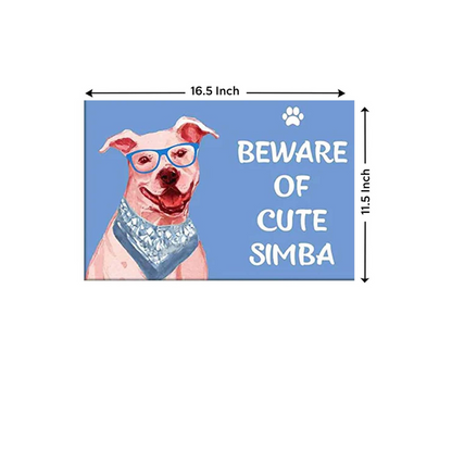 Personalized Dog Name Plate - Beware Of Dog Sign - Hipster Staffordshire terrier