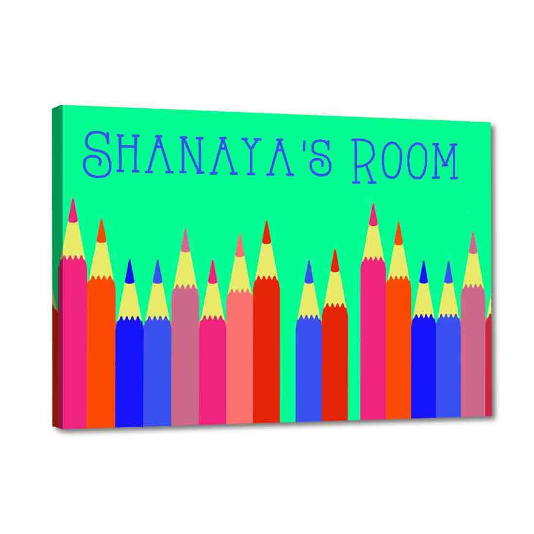 Personalized Children's Door Name Plate - Colorful Pencils Nutcase