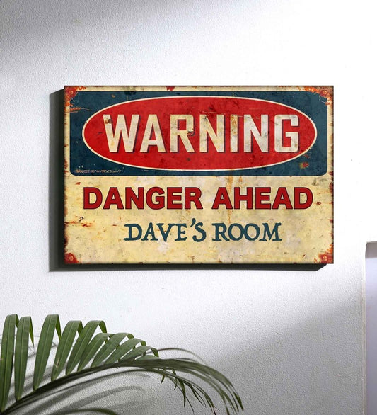 Customized Children's Bedroom Door Name Plate - Warning