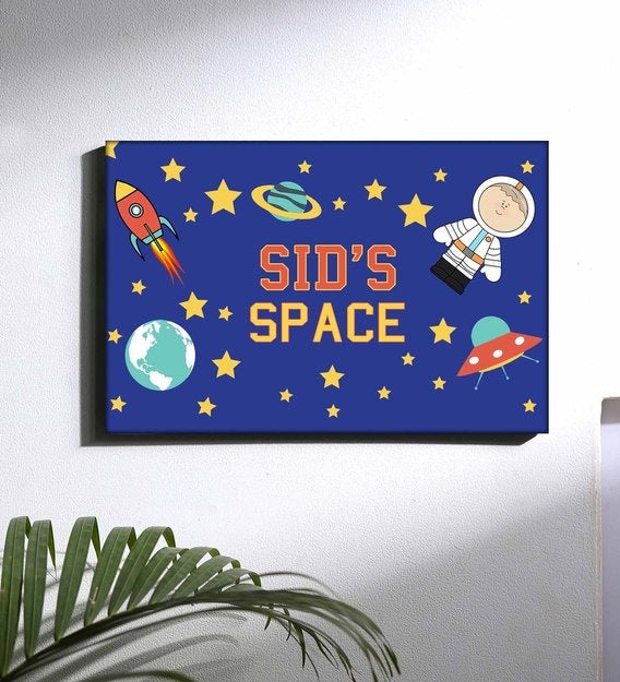 Customized Children's Door Name Plate - Space Astronaut Galaxy Universe