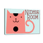 Custom Door Name Plate for Kids Room -  Pink Cat Nutcase