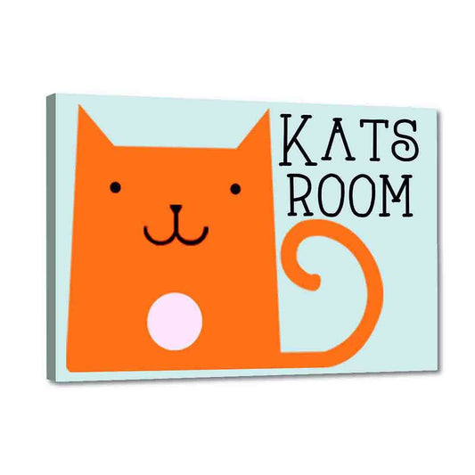 Children's Custom Door Name Plate -  Orange Cat Nutcase