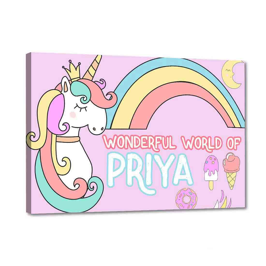 Custom-Made Name Plate for Kids -  Magical Unicorn Rainbows Nutcase