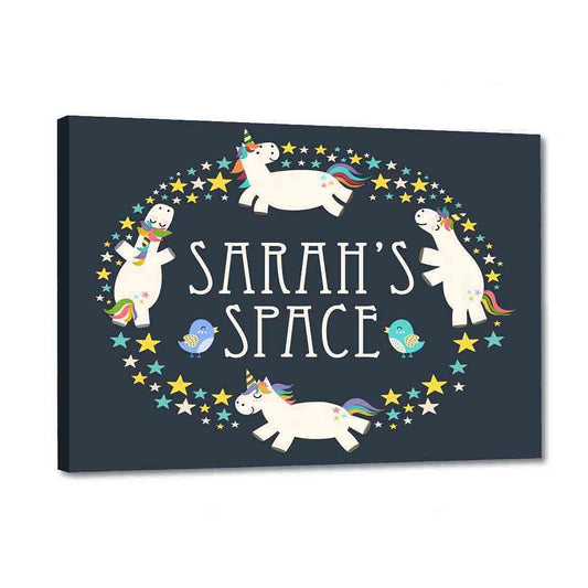 Children's Name Plate Door Sign -  Unicorn And stars. Nutcase