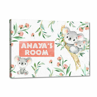 Nutcase Personalized Kids Baby Room Door Sign/Name Plate/Wall Plaque - Screws Included - 12"x8" - Cute Koala Nutcase