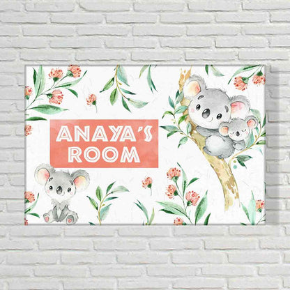Nutcase Personalized Kids Baby Room Door Sign/Name Plate/Wall Plaque - Screws Included - 12"x8" - Cute Koala Nutcase