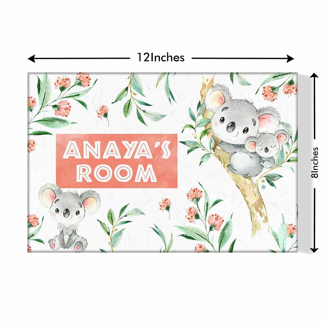 Nutcase Personalized Kids Baby Room Door Sign/Name Plate/Wall Plaque - Screws Included - 12"x8" - Cute Koala Nutcase