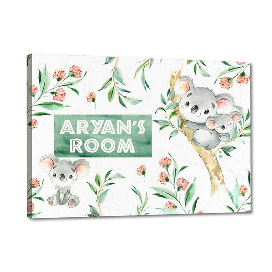 Nutcase Personalized Kids Baby Room Door Sign/Name Plate/Wall Plaque - Screws Included - 12"x8" - Koala Nutcase