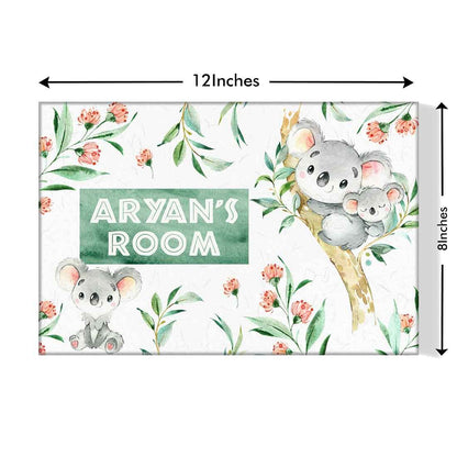 Nutcase Personalized Kids Baby Room Door Sign/Name Plate/Wall Plaque - Screws Included - 12"x8" - Koala Nutcase