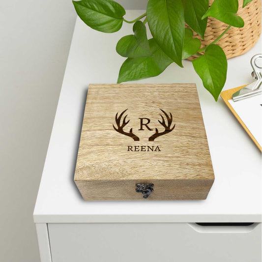 Personalized Wooden Jewelry Box With Engraving - Add Text