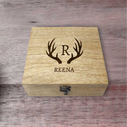 Personalized Wooden Jewelry Box With Engraving - Add Text