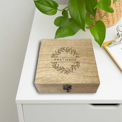 Personalised Wooden Gift Box With Engraving - Leaf Design