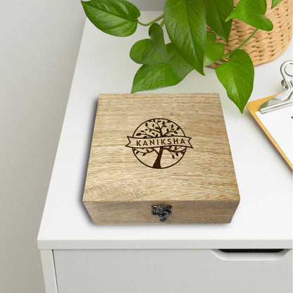 Personalised Engraved Wooden Box with Name Gifts for Her - Tree