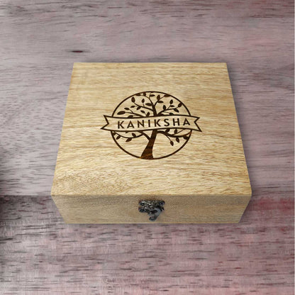 Personalised Engraved Wooden Box with Name Gifts for Her - Tree