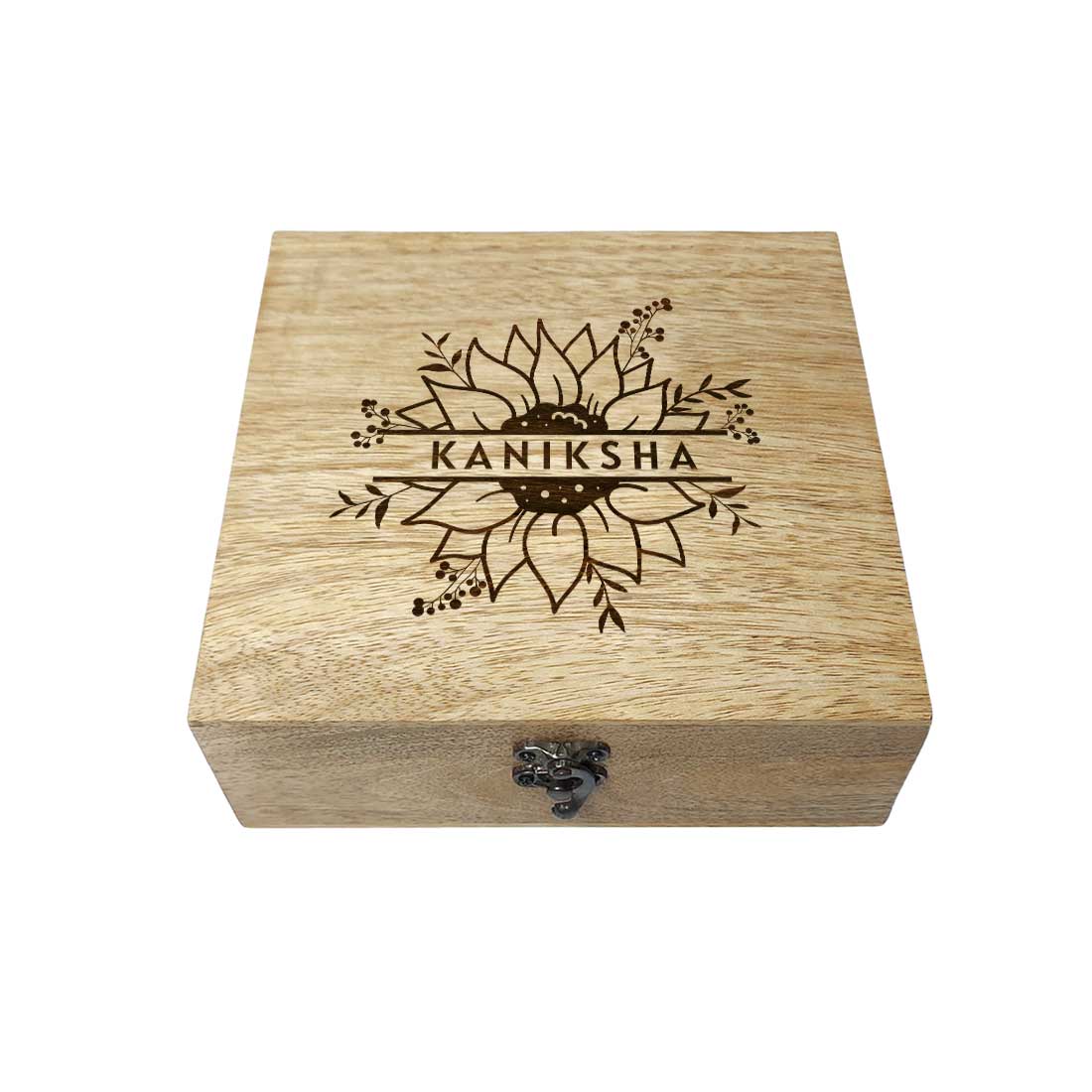 Custom Engraved Wooden Gift Box Jewellery Storage for Women - Flower Design