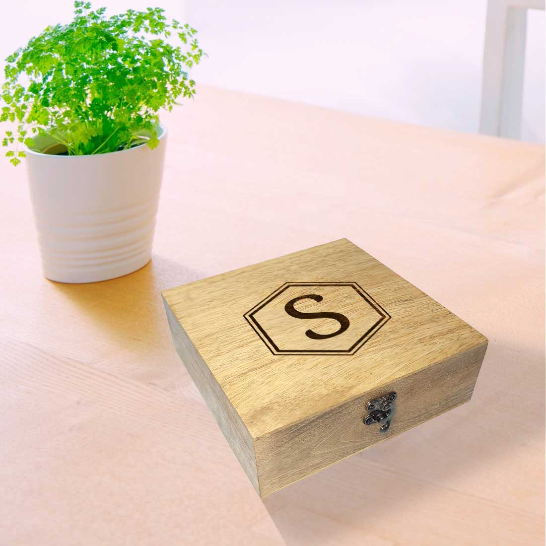 Customised Wooden Jewelry Box with Engraved Name Gift Box- Monogram