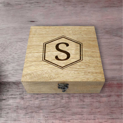 Customised Wooden Jewelry Box with Engraved Name Gift Box- Monogram