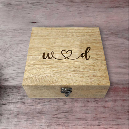 Customised Engraved Wooden Box for Jewellery Storage - Heart