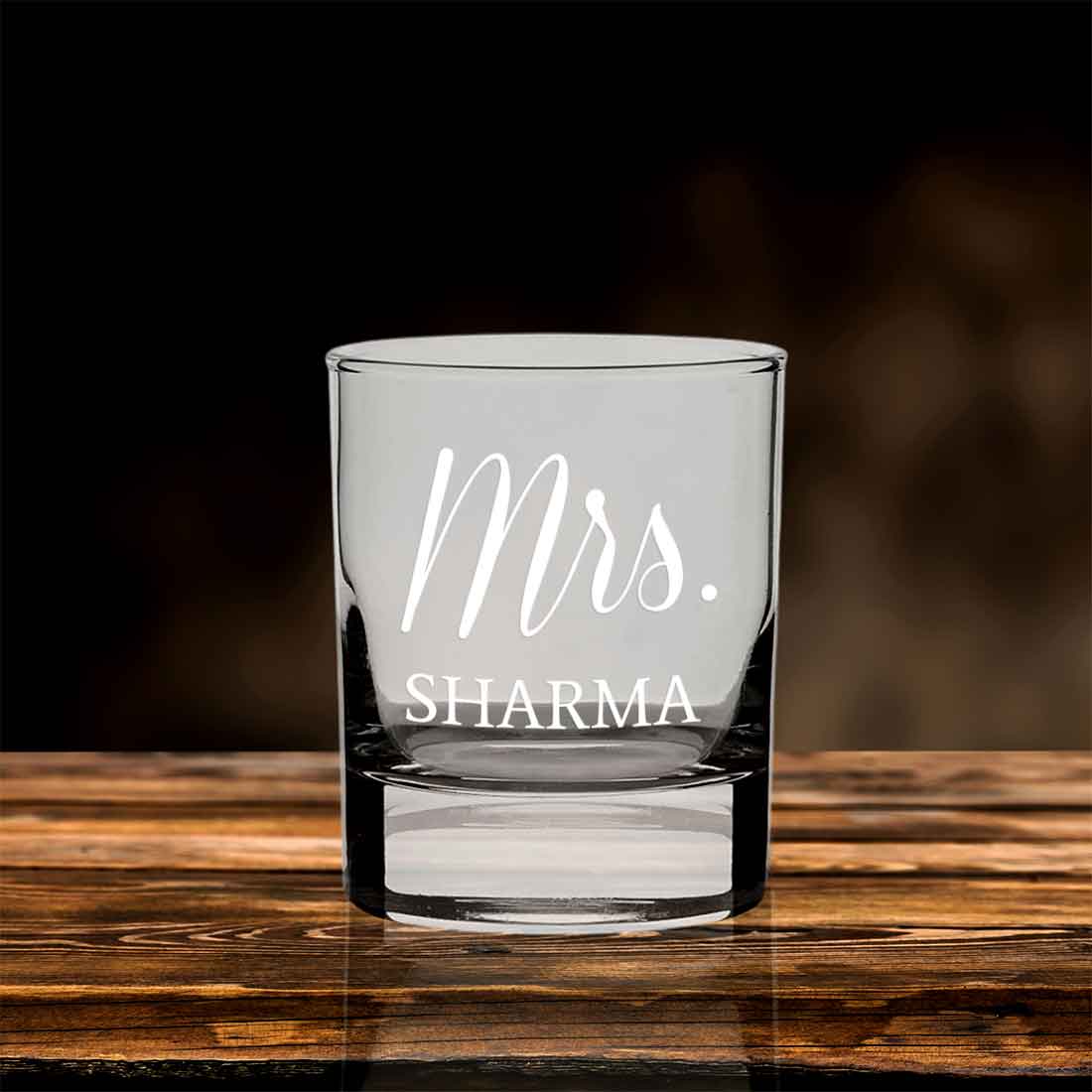 Classy Customized Whiskey Glass -Perfect Gift for Whisky Wife - Mrs