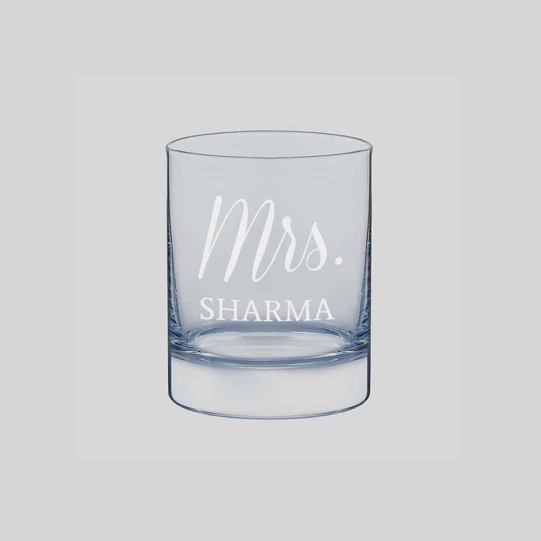 Classy Customized Whiskey Glass -Perfect Gift for Whisky Wife - Mrs