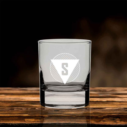 Pretty Personalized Whiskey Glass - Gift For Him Husband Boyfriend - Monogram Triangle