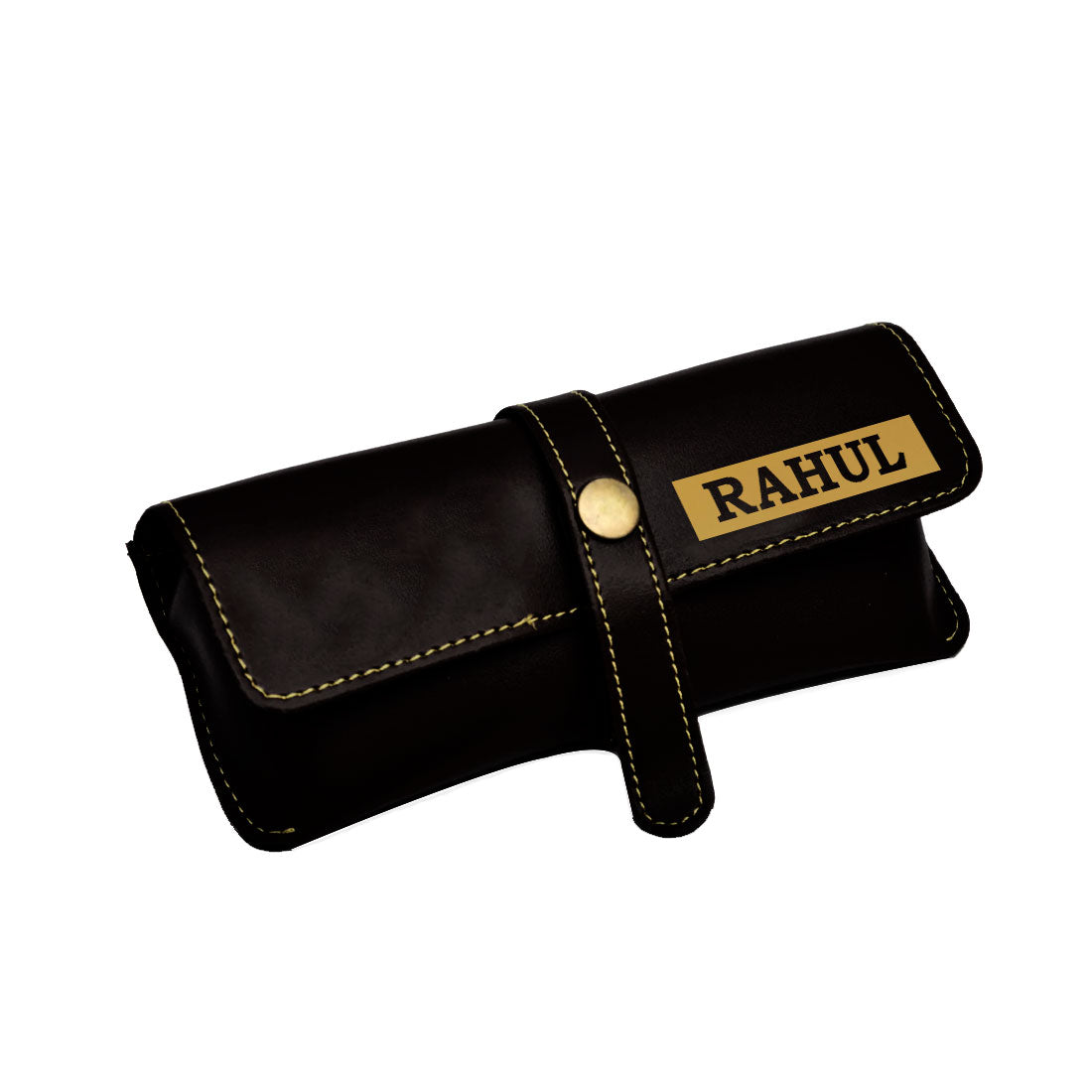 Personalised Glasses Case Custom Soft Pouch for Sunglass Holder Premium Vegan Leather Black