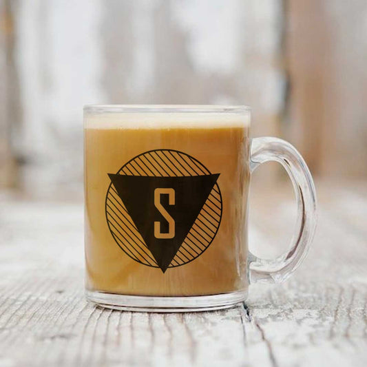 New Customized Coffee Glass Mug - Triangle Name