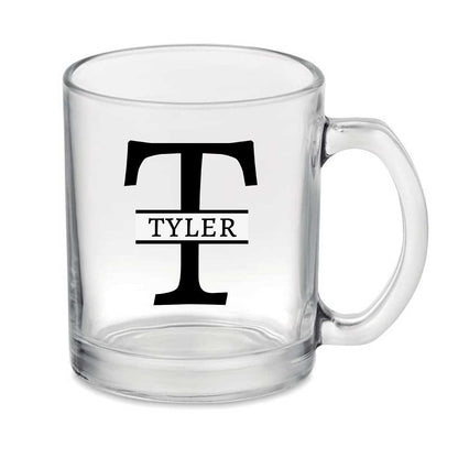 Customized Coffee Glass Mug -  Center Monogram Nutcase