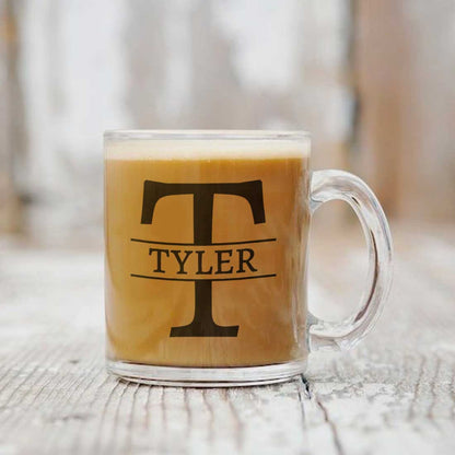 Customized Coffee Glass Mug -  Center Monogram