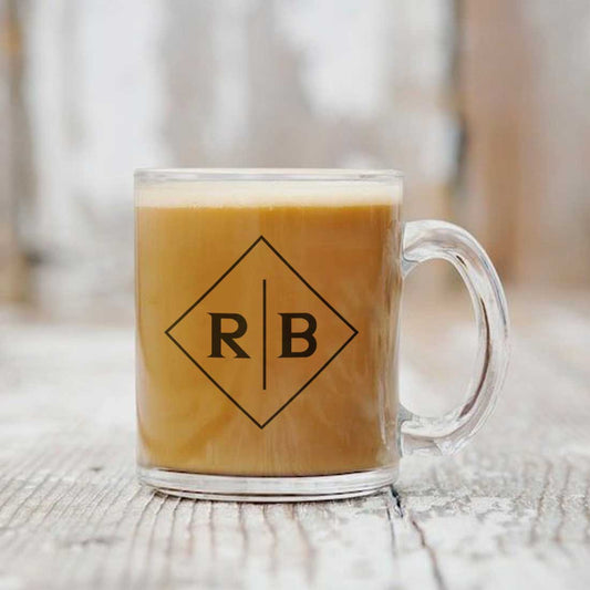 Personalized Coffee Mug Glass Cup for Tea-  Add Monogram