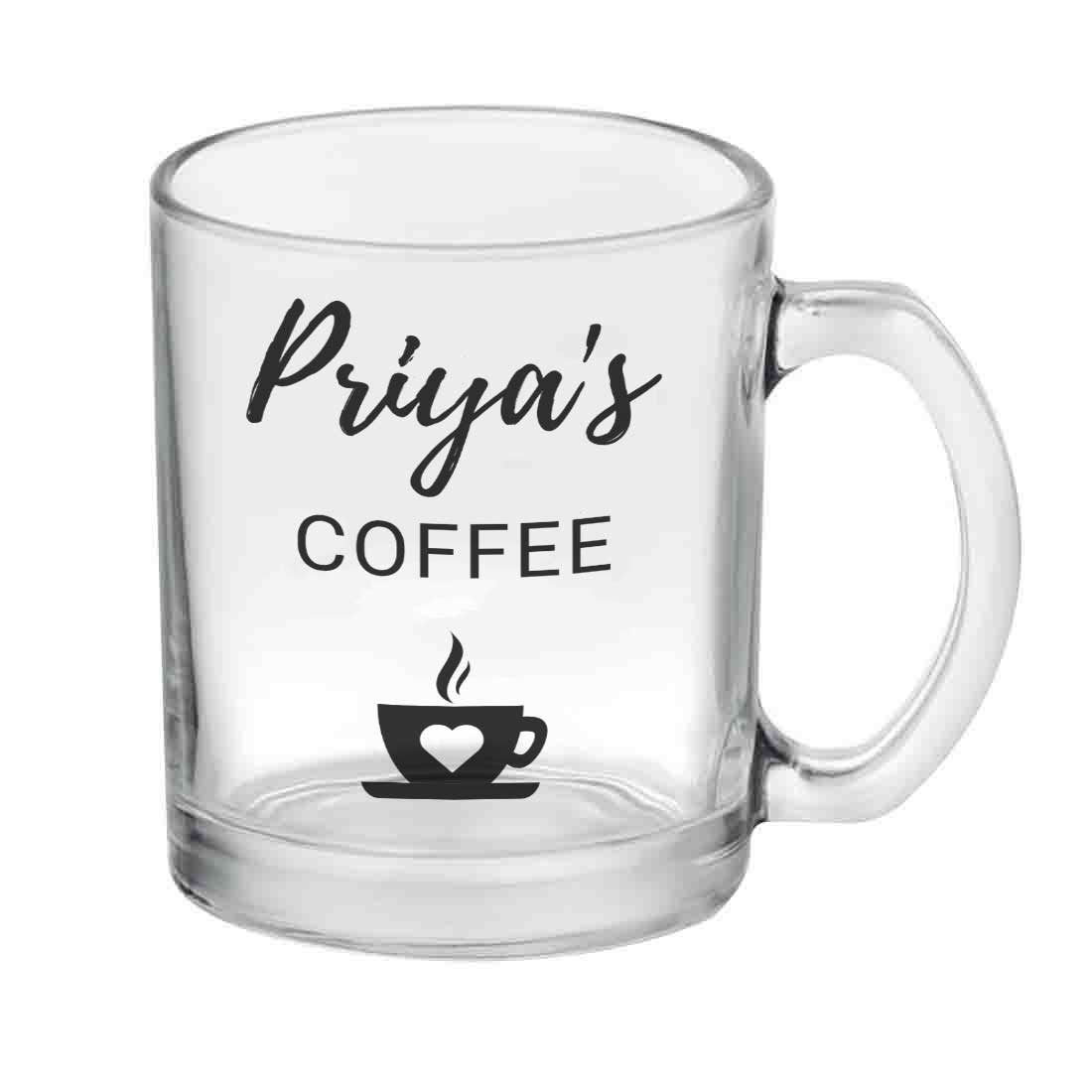 Customized Glass Coffee Mugs for Tea with Add Name - Cup